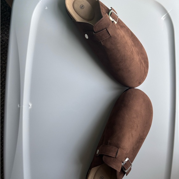 Brown Suede Clogs with Buckle - Picture 3 of 3